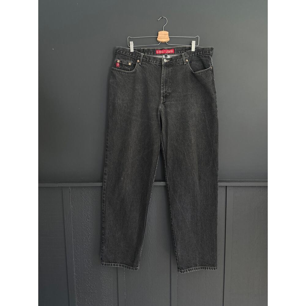 Vintage Guess Black Straight Leg Jeans Made in USA Zipper fly 40 x 34